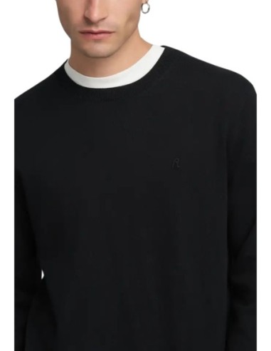 Replay Pull homme noir coton