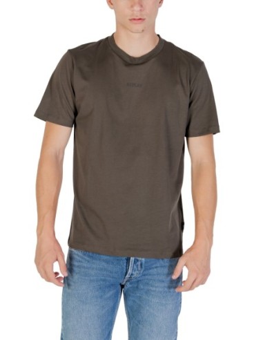 Replay T-shirt homme vert imprimé