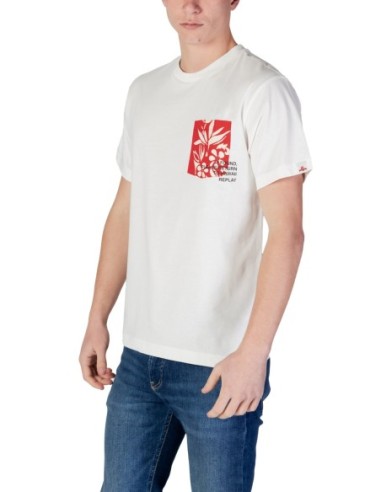 Replay T-shirt homme blanc imprimé