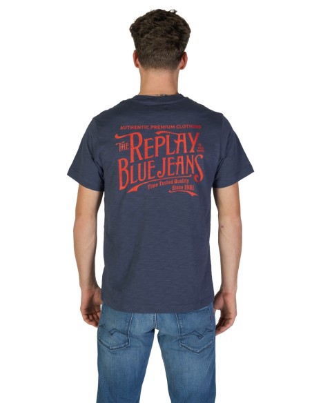 Replay T-shirt homme bleu coton