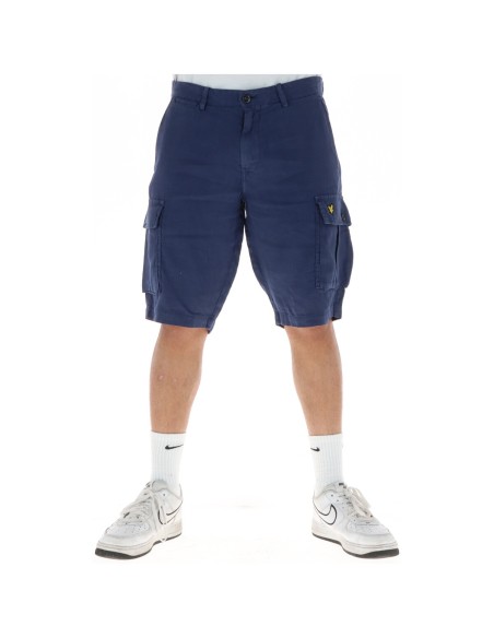 Lyle & Scott Bermuda homme lin bleu