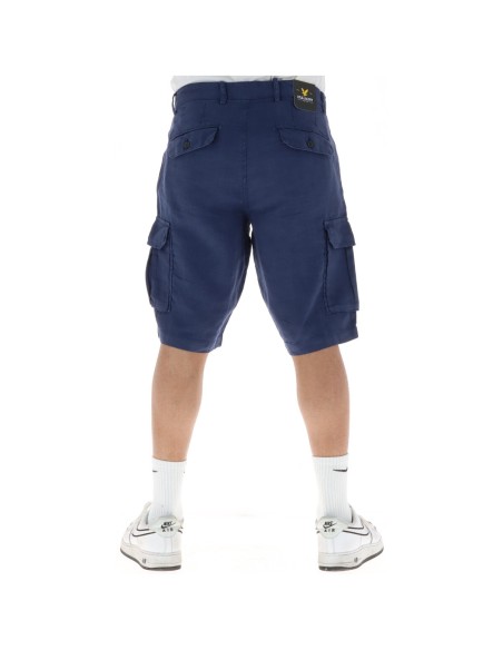 Lyle & Scott Bermuda homme lin bleu
