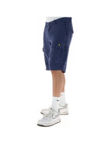 Lyle & Scott Bermuda homme lin bleu