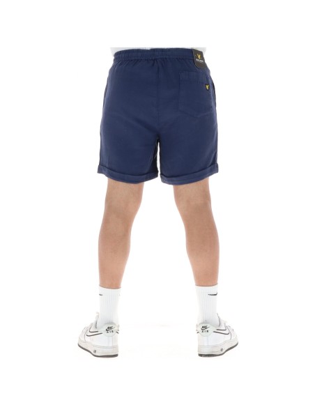 Lyle & Scott Bermuda homme lin bleu lacets