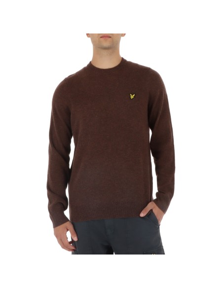 Lyle & Scott Pull homme marron laine