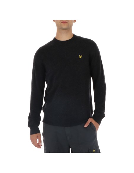 Lyle & Scott Pull homme noir laine