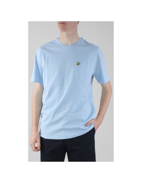 Lyle & Scott T-shirt homme bleu azur poche