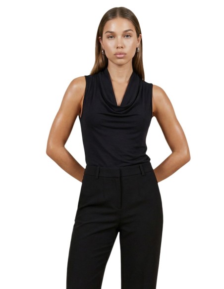 Only Top femme noir drapé