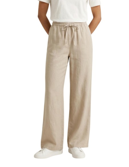 Only Pantalon femme beige lacets