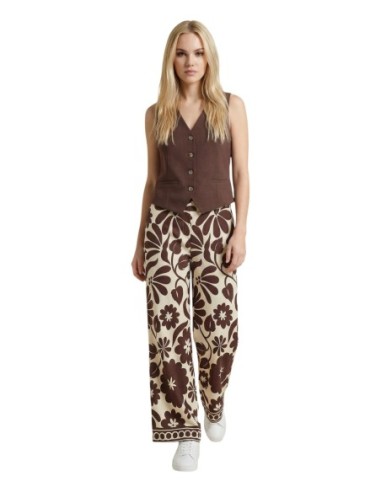 Only Pantalon femme floral beige
