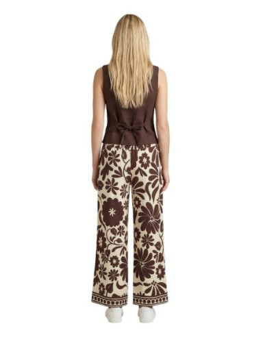 Only Pantalon femme floral beige
