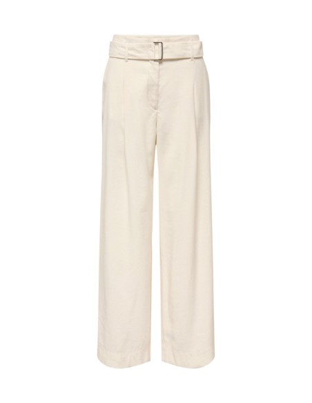 Only Pantalon femme beige ceinturé