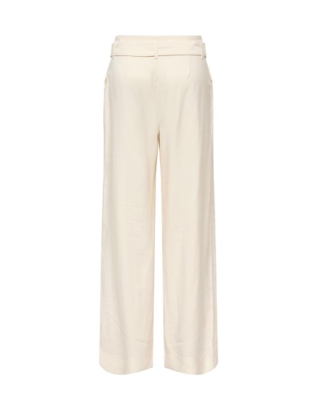 Only Pantalon femme beige ceinturé