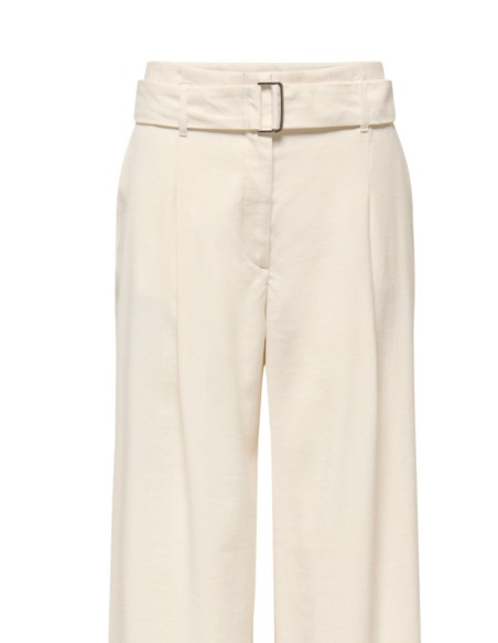Only Pantalon femme beige ceinturé