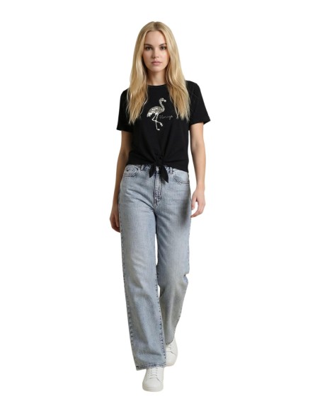 Only T-shirt femme noir paillettes