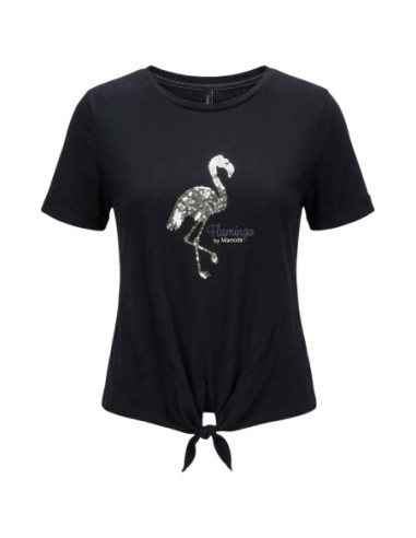 Only T-shirt femme noir paillettes