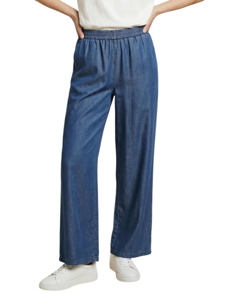 Only Pantalon femme lyocell bleu