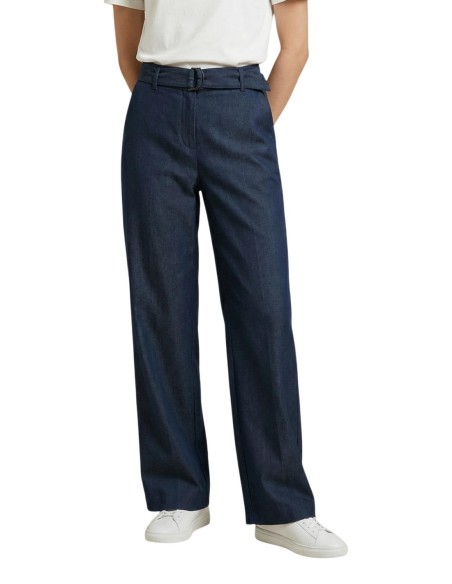 Only Pantalon femme bleu ceinture