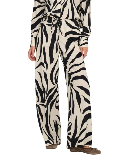 Only Pantalon femme noir imprimé