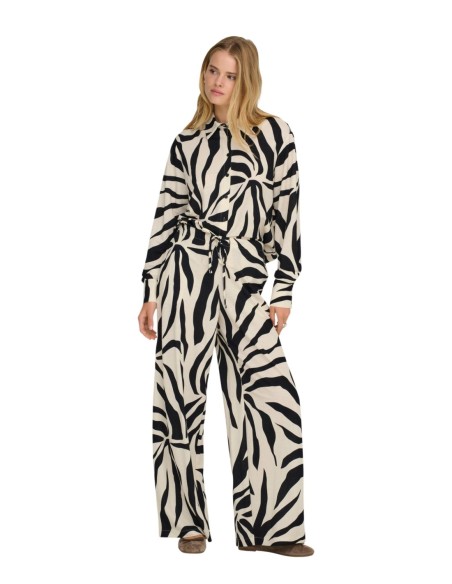 Only Pantalon femme noir imprimé