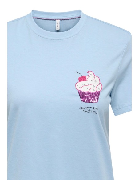 Only T-shirt femme bleu azur