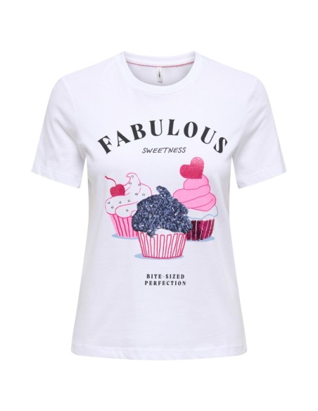 Only T-shirt femme beige coton bio