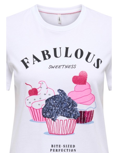 Only T-shirt femme beige coton bio