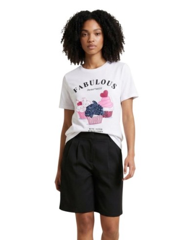 Only T-shirt femme beige coton bio