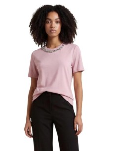 Only T-shirt femme rose modal