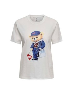 Only T-shirt femme beige coton bio