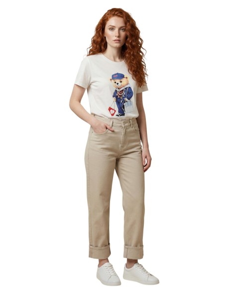 Only T-shirt femme beige coton bio