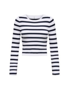Only Pull femme blanc rayé