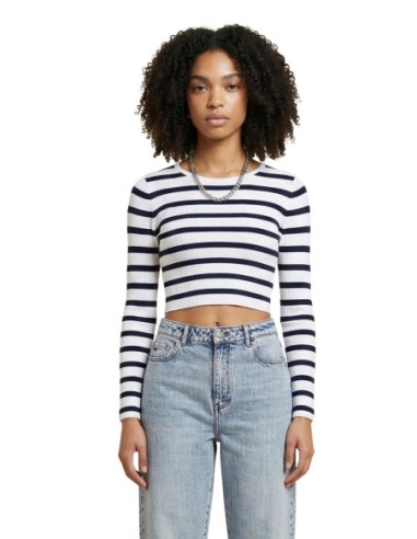 Only Pull femme blanc rayé