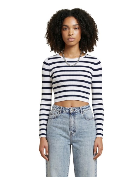 Only Pull femme blanc rayé