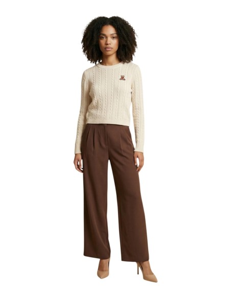 Only Pantalon femme marron chic