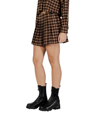 Only Jupe femme carreaux marron
