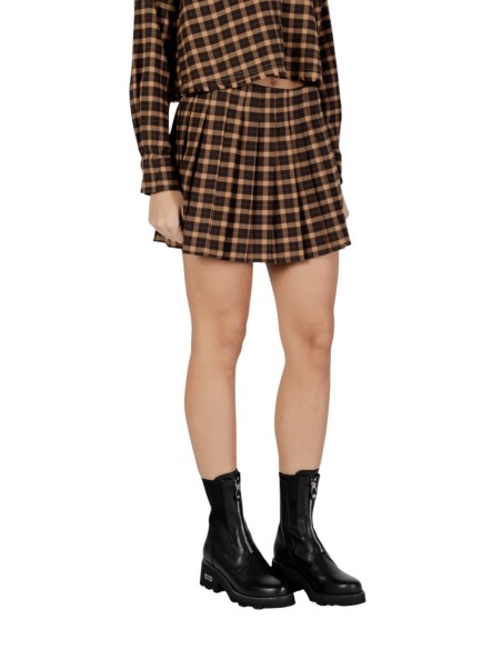 Only Jupe femme carreaux marron