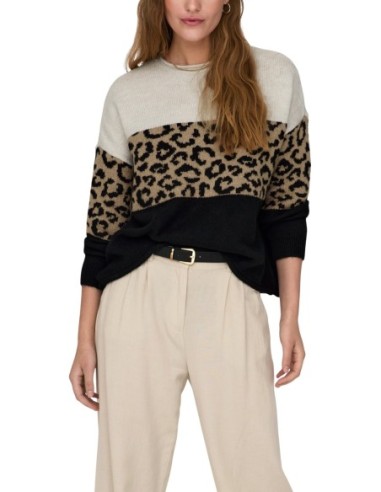 Only Pull femme léopard beige