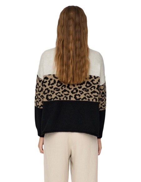 Only Pull femme léopard beige
