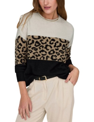 Only Pull femme léopard beige