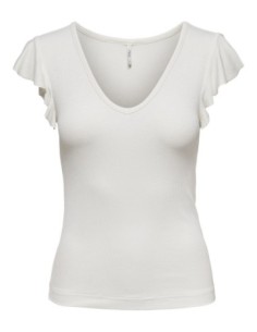 Only T-shirt femme blanc col V