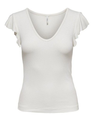 Only T-shirt femme blanc col V