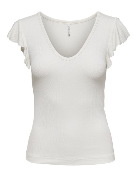 Only T-shirt femme blanc col V