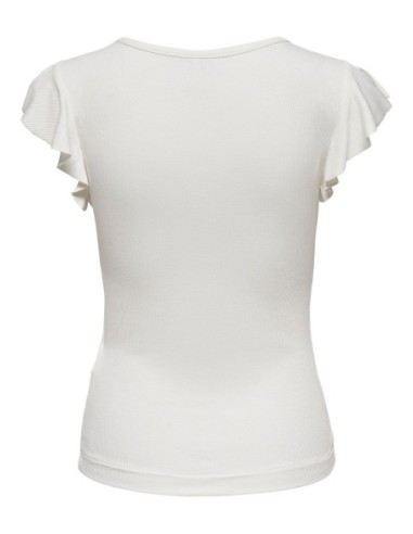 Only T-shirt femme blanc col V