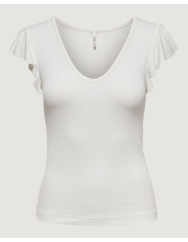 Only T-shirt femme blanc col V