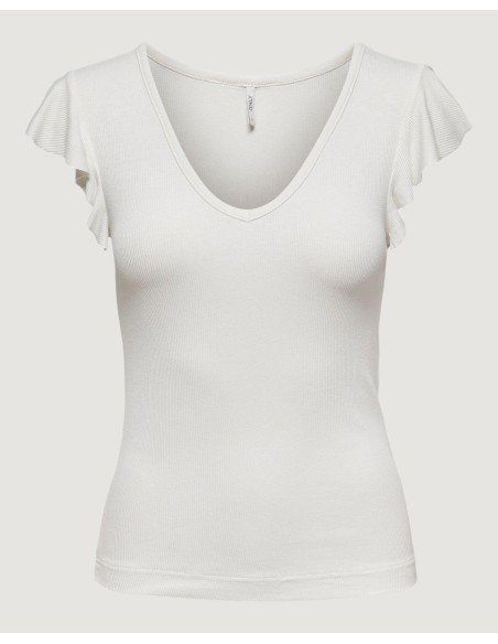 Only T-shirt femme blanc col V