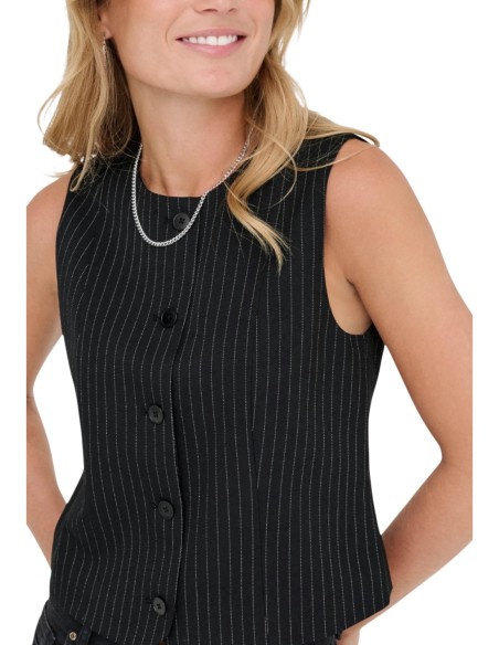 Only Gilet femme noir rayé