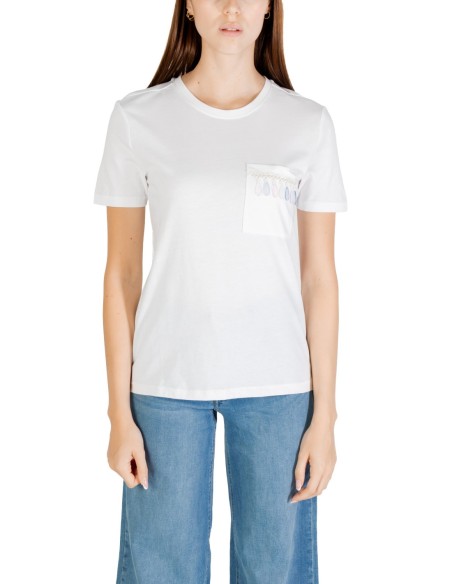 Only T-shirt femme blanc poche