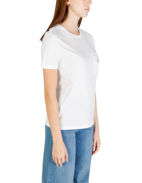 Only T-shirt femme blanc poche