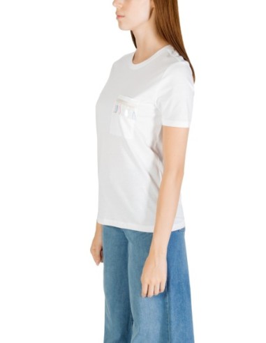 Only T-shirt femme blanc poche